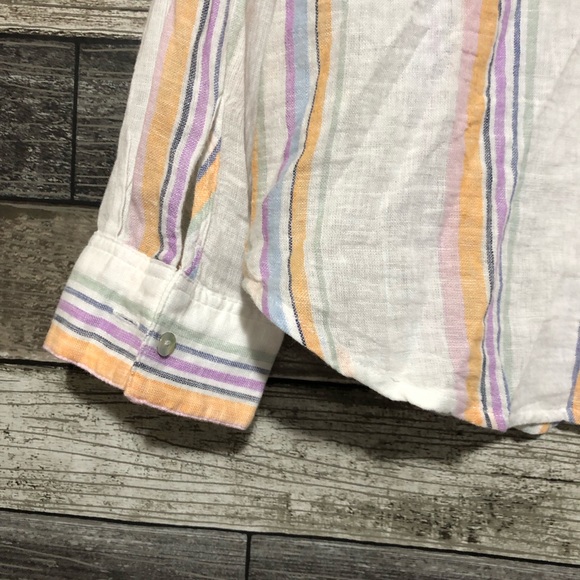Rails Striped Linen Rayon Button Up Shirt Women’s S White Lightweight Casual - Picture 6 of 9
